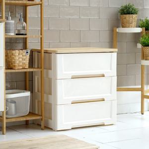 화이트 이노스 우드상판 서랍장 3단 (내추럴오크/화이트오크)