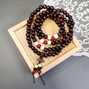 [XBJH5212_48]금강저 108염주 8mm 홍단 불교염주 나무염주