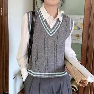 여자니트조끼 여성 도톰한 꽈배기 배색 니트 조끼 1P 봄가을 베스트