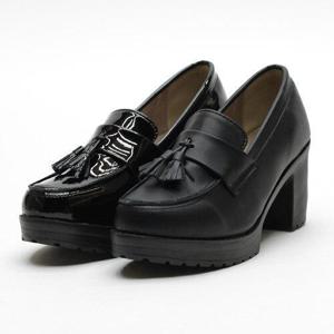 [마이시크]H학생화 중굽 여자 캐주얼 키높이 로퍼 7cm