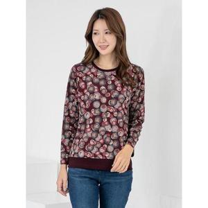 [모슬린]엄마옷 라운드 나염 긴팔 티셔츠 MQG124701 마담 미시 중년여성 빅사이즈 할머니옷 50대 60대 70..