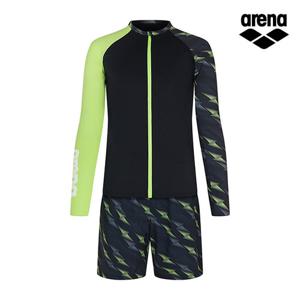 (아레나) 인피니트 레저 짚업 래쉬가드 세트 A3BM1PC51BLK