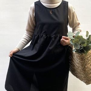 주방앞치마 검정색 앞치마 유치원 어린이집 교사 긴앞치마 작업용 주방필수템