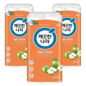 갤러리아_깨끗한나라 데일리 키친타올 150매 24개(8롤x3팩)