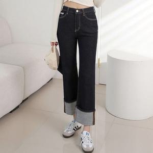 H스타일(MIZ)1410롤업일자논페이드데님팬츠 봄 여성 밴딩팬츠 데님팬츠 청바지 슬랙스 일자바지