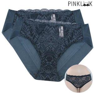 [핑크룩]포비 시스루 레이스 햄라인 삼각 여성팬티2P/청록