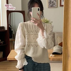 [쉬즈프리티] 스테나레이어드니트블라우스