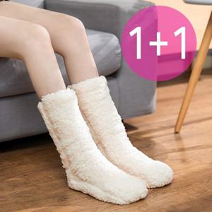 [더블기획] 1+1 따뜻한 뽀글이 부츠양말 수면 실내 양말 레그워머