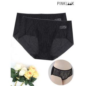 [핑크룩]프레쉬  시스루 레이스 노라인 삼각 여성팬티2P/블랙