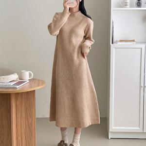 |CSO5108|하이넥 루즈핏 겨울임부복 에이라인 니트 울원피스