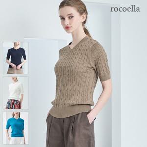 [로코엘라] 메를린 린넨 블렌딩 여성 케이블 니트