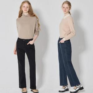 ★2종세트★[르오트(LeOT)]  헤리티지 버튼 기모 스트레이트 데님 팬츠 2종세트 (택가격: 159800원)