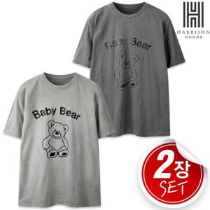 [해리슨] 2SET 편하고 시원한 피그 베어 라운드 반팔티 RTW1878