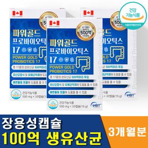파워골드 프로바이오틱스 17 장용성 캡슐 100억 보장 유산균 3개월분
