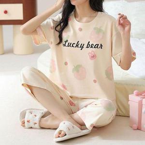 [에이치에스라이프]원피스 OPS 홈웨어 여름 여성 딸기 세트 잠옷 파자마