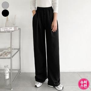 가비진 여성용 밴드 스판 핀턱 와이드 일자 트레이닝 팬츠 바지 빅사이즈까지