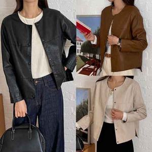 [H2.모데나 ] ★인기초특가50%인하★ 라운드 레더 자켓