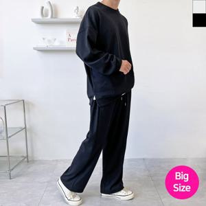 블레오 남자 봄 가을 빅사이즈 맨투맨 밴딩 와이드 바지 세트
