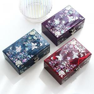 [박씨상방] 나전칠기 한지 나비모란꽃 자개보석함 16센티 자개함 악세사리보관함