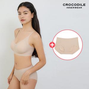 [크로커다일] 나일론골지 패드일체형 후크형 브라1+팬티2 택1