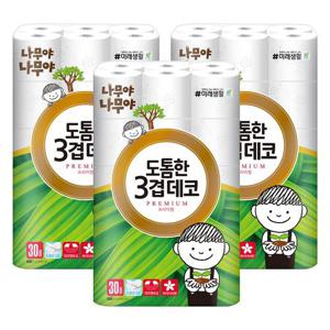 나무야나무야 도톰한3겹데코 30Mx30롤 3팩