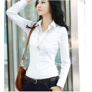 로로비 / 로로비 여성 화이트 슬림 셔츠 블라우스 LS0631