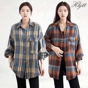 ★2종세트★[헬리꽁땡]포켓체크셔츠오버핏2종