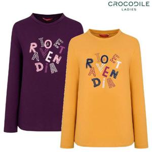 [크로커다일레이디](CLEWTS905) 레터링 포인트 라운드 티셔츠_GN