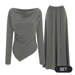 카울넥티셔츠플레어스커트SET_P6ASE008C