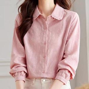 [패션시그널] 자수 코튼 레이스카라 셔츠 FS004456