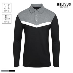 빌리버스 골프웨어 남성 카라티 BGLT021 스판 긴팔 티셔츠