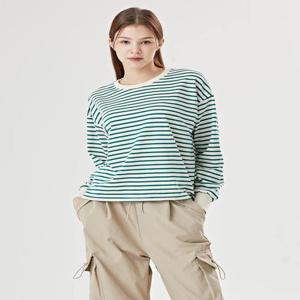 [르샵]라운드 스트라이프 배색 크롭 긴팔 티셔츠 (DO3LW014A)
