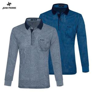 [제로골프][JEAN PIERRE] 쟌피엘 남성 자가드 카치온 PK 카라 긴팔티셔츠 Model No_J2-3E102