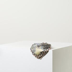 [스테디셀러] 블루 체크배색 실크 스카프 (WCSC5E205B2)