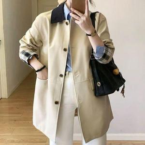 [블랙퀸]배색소매 봄 여성 트렌치코트 blk004409