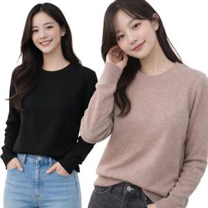 여성 봄 가을 겨울 긴팔 니트티 소프트 라운드 니트티셔츠 2종 세트