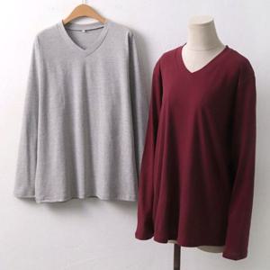 빅사이즈 데일리 브이넥 긴팔 DWW6799 무지 티셔츠 (제작263_강연V넥)