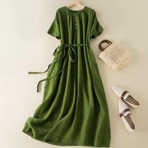 [몽드]라임허리리본린넨원피스 mde2300511