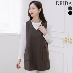 드리다 여성 봄 가을 브이넥 레이어드 스판 빅사이즈 베스트 조끼 40-50대 미시 중년여성 엄마옷 출근 모임