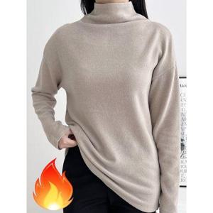 [제니유]포근 베이직 여성 기모 터틀넥 반목 폴라 티셔츠 빅사이즈