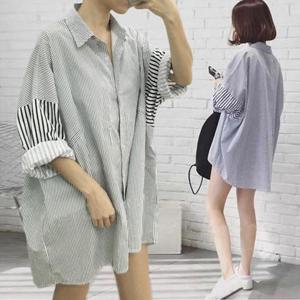 [로즈엘리]55부터 99까지 스타일 언발패턴 스트라이프 셔츠 블라우스 2컬러