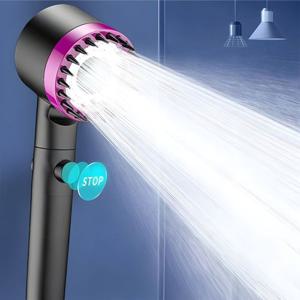 3단 수압조절 샤워기 유광 블랙 핑크 녹물제거 필터 실리콘 마사지 샤워기헤드 N505