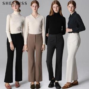 [쉬즈미스]히든 버튼 세미 부츠컷 슬랙스