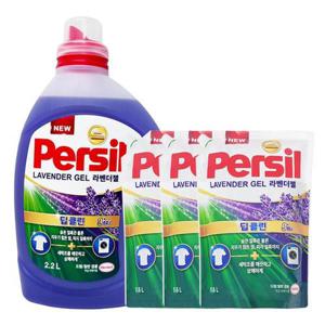 [유한락스]퍼실 딥클린 라벤더 드럼/일반 겸용 용기 2.2L + 리필 1.5L x3