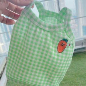 반려견여름옷 강아지 체크 당근 나시티 그린 1P 귀여운 티셔츠 여름