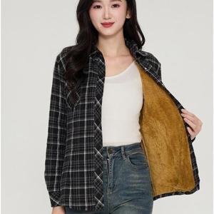 융털 기모 셔츠 남방 체크무늬 체크