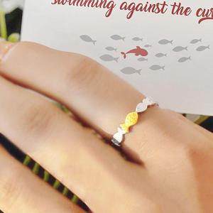 s925얇은 물고기 금붕어 반지 커플 예쁜 가족 학생 WCBDC64