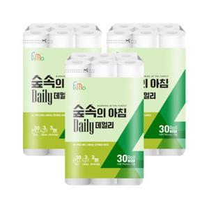 [숲속의 아침] 데일리그린 천연펄프 화장지 3겹 30M 30롤 x3개