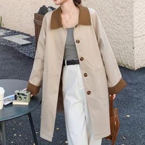 [패션시그널] 바스파 소매배색 루즈핏 트렌치코트 FS004553