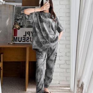 [민트위니]여성용 독수리물나염 트레이닝복세트 반팔 상하세트 투피스 홈워어 츄리닝복세트 운동복 조거..